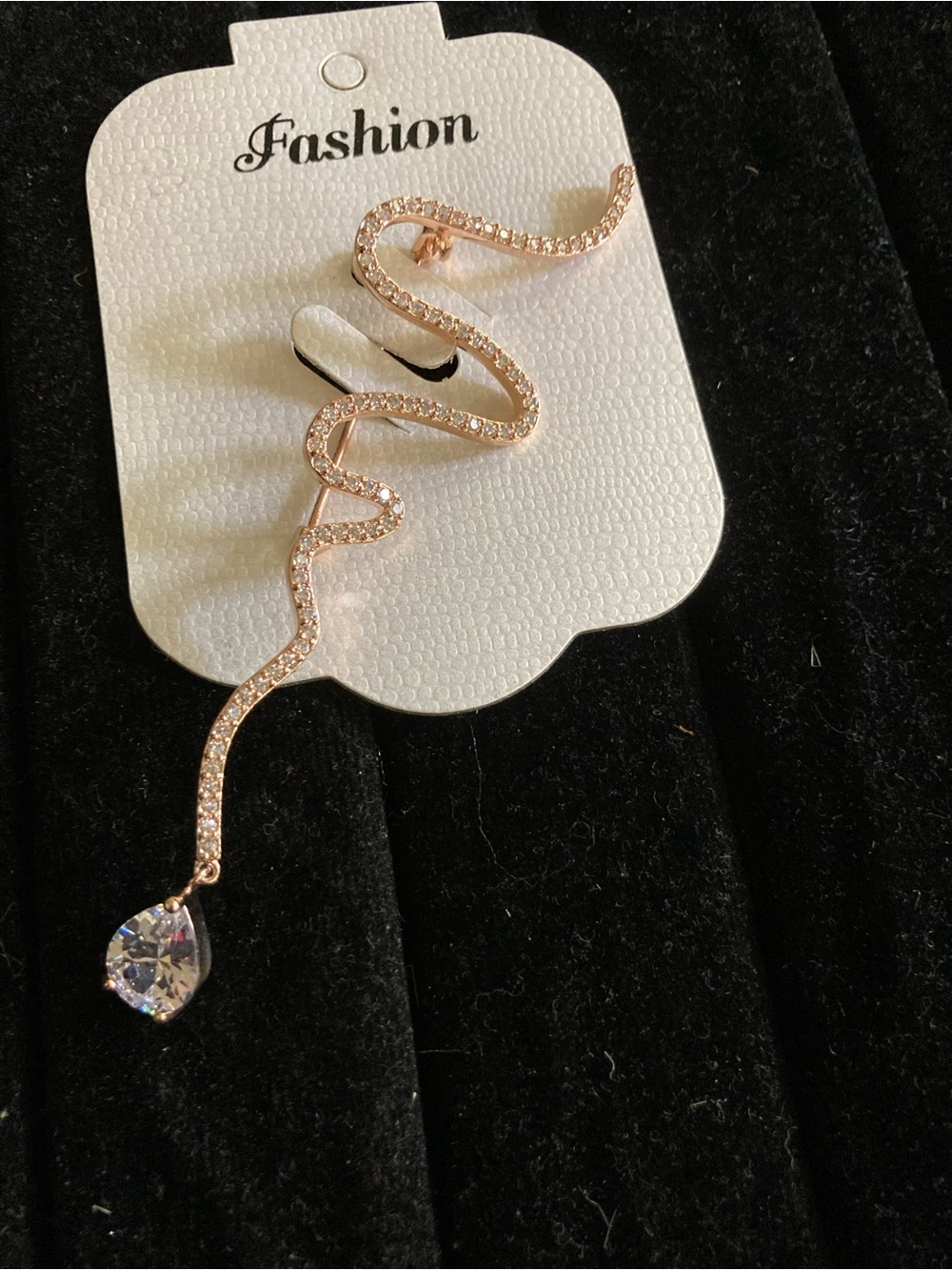 Rose Gold Crystal Snake Drop Earring